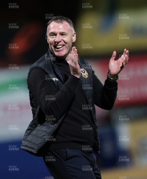 251022 - Mansfield Town v Newport County - Sky Bet League 2 - Manager Graham Coughlan of Newport County salutes the fans at the end of the match