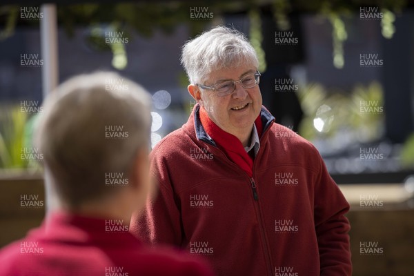 050521 - Picture shows Welsh First Minister Mark Drakeford visiting Hangfire BBQ restaurant in Barry, South Wales on the last day of campaigning before the local elections tomorrow