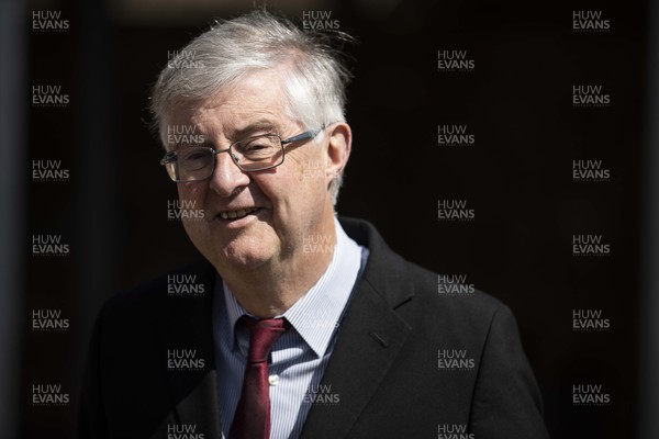 050521 - Picture shows Welsh First Minister Mark Drakeford visiting Hangfire BBQ restaurant in Barry, South Wales on the last day of campaigning before the local elections tomorrow