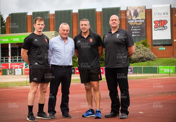180719 - Matt Silva who has been appointed head coach at RGC Left to right, Josh Leach (RGC Academy Manager), Hywel Roberts (WRU Director), Matt Silva (RGC Head Coach) and Marc Roberts (North Wales Regional community manager)