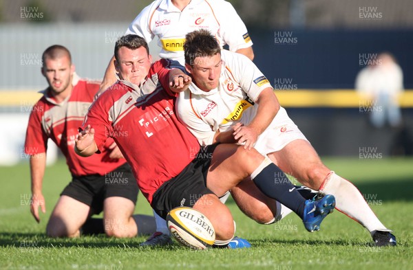 12.08.07.. Men of Gwent 7s Tournament, Rodney Parade. Dragons Academy Kieran Crawford and Cross KeysDarren Preece battle for the ball in the Final of the tournament   