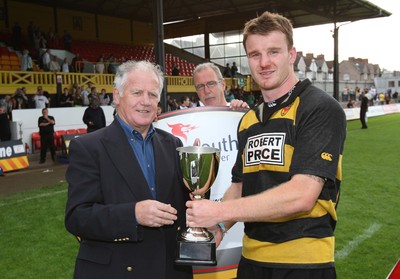 02.08.08 -  Newport v Cross Keys, Men of Gwent 7's FINAL, Rodney Parade- Newport's Craig Brown receives the Men of Gwent 7s Trophy from David Watkins 