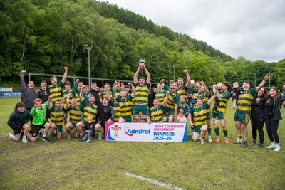 160526 - Cross Keys v Merthyr - Admiral WRU Premiership - Merthyr players celebrate 