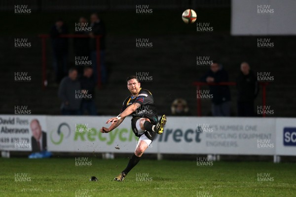 150317 - Merthyr RFC v Carmarthen Quins - Foster's Cup Semi Final - Owen Howe of Merthyr kicks the conversion