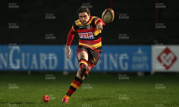 150317 - Merthyr RFC v Carmarthen Quins - Foster's Cup Semi Final - Craig Evans of Carmarthen kicks a penalty