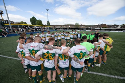 030525 - Merthyr RFC v Neath RFC, WRU Admiral Premiership - Merthyr RFC huddle up after their victory over Neath