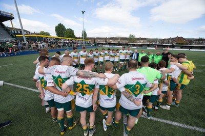 030525 - Merthyr RFC v Neath RFC, WRU Admiral Premiership - Merthyr RFC huddle up after their victory over Neath