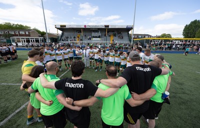 030525 - Merthyr RFC v Neath RFC, WRU Admiral Premiership - Merthyr RFC huddle up after their victory over Neath