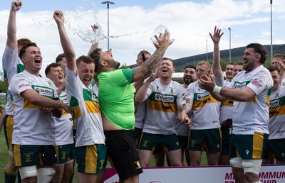 030525 - Merthyr RFC v Neath RFC, WRU Admiral Premiership - Merthyr RFC celebrate after being presented with the Admiral Mens Community Premiership trophy