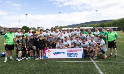 030525 - Merthyr RFC v Neath RFC, WRU Admiral Premiership - Merthyr RFC celebrate after being presented with the Admiral Mens Community Premiership trophy