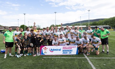 030525 - Merthyr RFC v Neath RFC, WRU Admiral Premiership - Merthyr RFC celebrate after being presented with the Admiral Mens Community Premiership trophy