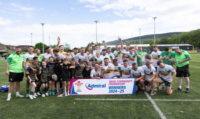 030525 - Merthyr RFC v Neath RFC, WRU Admiral Premiership - Merthyr RFC celebrate after being presented with the Admiral Mens Community Premiership trophy