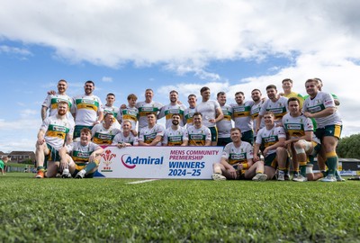 030525 - Merthyr RFC v Neath RFC, WRU Admiral Premiership - Merthyr RFC celebrate after being presented with the Admiral Mens Community Premiership trophy