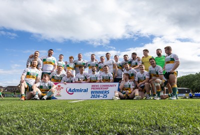 030525 - Merthyr RFC v Neath RFC, WRU Admiral Premiership - Merthyr RFC celebrate after being presented with the Admiral Mens Community Premiership trophy