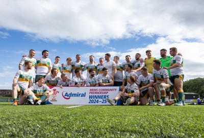 030525 - Merthyr RFC v Neath RFC, WRU Admiral Premiership - Merthyr RFC celebrate after being presented with the Admiral Mens Community Premiership trophy