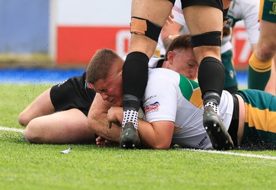 030525 - Merthyr RFC v Neath RFC, WRU Admiral Premiership - Ryan Hughes of Merthyr powers over to score try