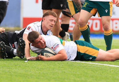 030525 - Merthyr RFC v Neath RFC, WRU Admiral Premiership - Ryan Hughes of Merthyr powers over to score try