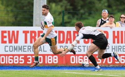 030525 - Merthyr RFC v Neath RFC, WRU Admiral Premiership - Adam Hoskins of Merthyr races in to score try