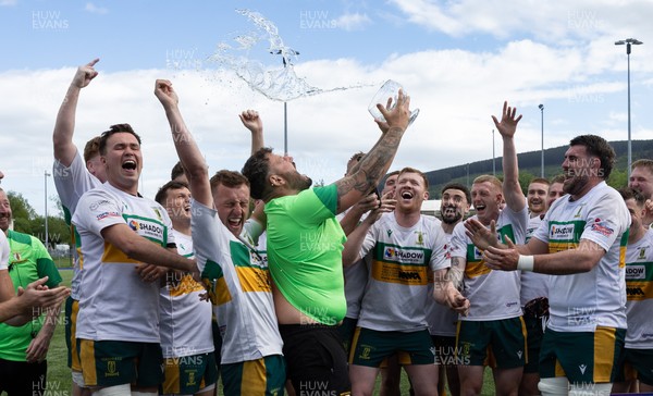 030525 - Merthyr RFC v Neath RFC, WRU Admiral Premiership - Merthyr RFC celebrate after being presented with the Admiral Mens Community Premiership trophy