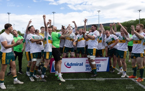 030525 - Merthyr RFC v Neath RFC, WRU Admiral Premiership - Merthyr RFC celebrate after being presented with the Admiral Mens Community Premiership trophy