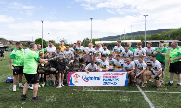 030525 - Merthyr RFC v Neath RFC, WRU Admiral Premiership - Merthyr RFC celebrate after being presented with the Admiral Mens Community Premiership trophy