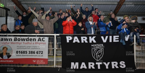 251117 - Merthyr Town v Dorchester Town - Evo-Stik Southern Premier League  - Merthyr Town FC fans cheer their players after the game