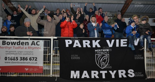 251117 - Merthyr Town v Dorchester Town - Evo-Stik Southern Premier League  - Merthyr Town FC fans cheer their players after the game