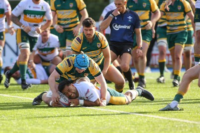 101026 - Merthyr v Beddau - Admiral WRU Premiership - Amose Nova of Merthyr is denied a try after a knock on