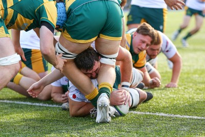 101026 - Merthyr v Beddau - Admiral WRU Premiership - Paddy McBride of Merthyr powers over to score a try