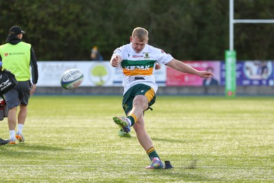 101026 - Merthyr v Beddau - Admiral WRU Premiership - Ioan Evans of Merthyr kicks a goal