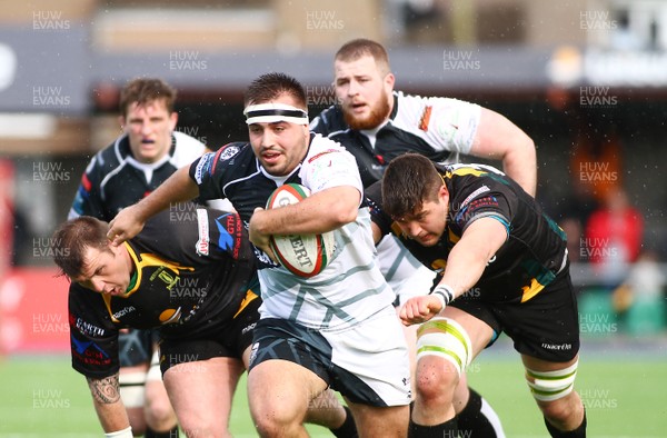 010417 Merthyr Tydfil RFC v Pontypridd RFC - Principality Premiership - Tier 1 - Liam Belcher of Pontypridd punches a hole through the Merthyr defence