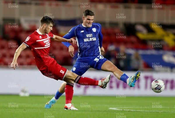 031023 - Middlesbrough v Cardiff City - Sky Bet Championship - Paddy McNair of Middlesbrough and Ollie Tanner of Cardiff City