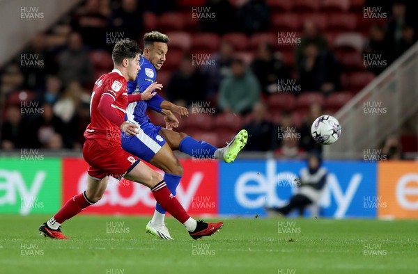 031023 - Middlesbrough v Cardiff City - Sky Bet Championship - Hayden Hackney of Middlesbrough and Callum Robinson of Cardiff City