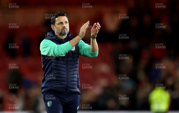 031023 - Middlesbrough v Cardiff City - Sky Bet Championship - Cardiff City manager Erol Bulut applauds fans after the final whistle