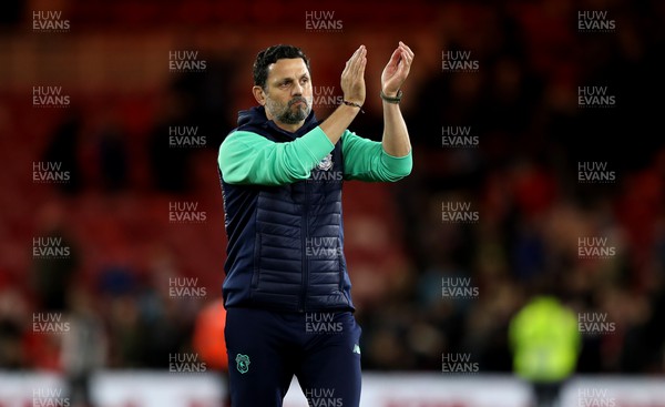 031023 - Middlesbrough v Cardiff City - Sky Bet Championship - Cardiff City manager Erol Bulut applauds fans after the final whistle