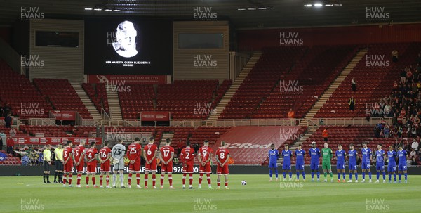130922 - Middlesbrough v Cardiff City - Sky Bet Championship - Minute silence for the Queen