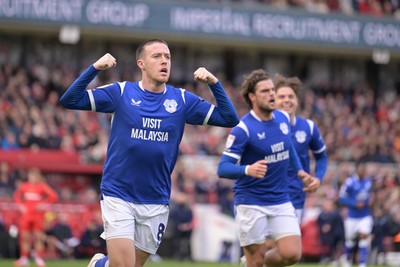 171026 - Middlesbrough v Cardiff City - Sky Bet Championship - Jack Moylan of Cardiff City celebrates after scoring