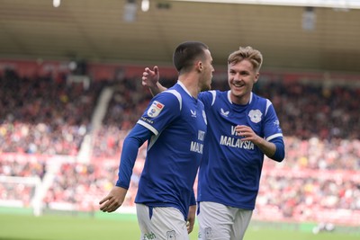 171026 - Middlesbrough v Cardiff City - Sky Bet Championship - Jack Moylan of Cardiff City celebrates after scoring