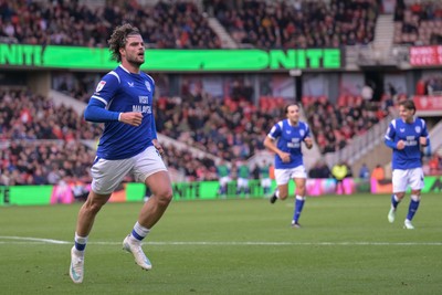171026 - Middlesbrough v Cardiff City - Sky Bet Championship - Ollie Tanner of Cardiff City scores and celebrates