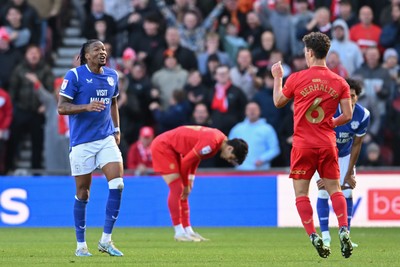171026 - Middlesbrough v Cardiff City - Sky Bet Championship - Gabriel Osho of Cardiff City after being shown the red card