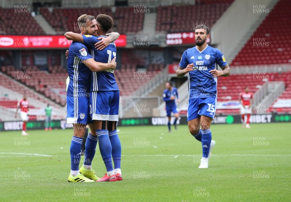 180720 - Middlesbrough v Cardiff City - Sky Bet Championship - Josh Murphy of Cardiff  celebrates after he scores the third goal