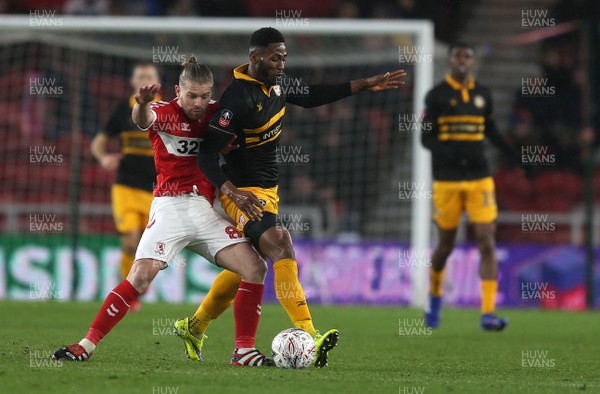 260119 - Middlesbrough v Newport County - FA Cup Fourth Round - Adam Clayton of Middlesbrough and Jamille Matt of Newport County