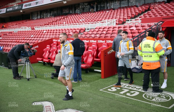 260119 - Middlesbrough v Newport County - FA Cup Fourth Round - The Newport County team check out the pitch prior to kick off 