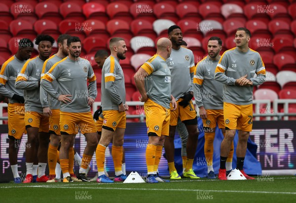 260119 - Middlesbrough v Newport County - FA Cup Fourth Round - Newport County players warm up prior to kick off 