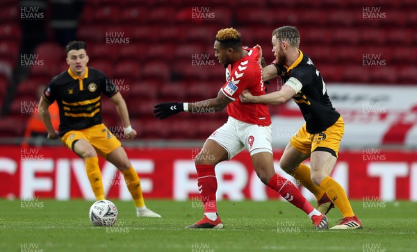 260119 - Middlesbrough v Newport County - FA Cup Fourth Round - Britt Assombalonga of Middlesbrough and Mark O'Brien of Newport County