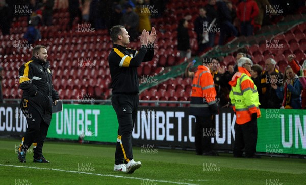 260119 - Middlesbrough v Newport County - FA Cup Fourth Round - Newport County manager Michael Flynn applauds the fans after the final whistle