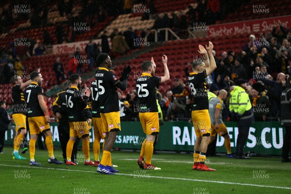 260119 - Middlesbrough v Newport County - FA Cup Fourth Round - Newport County players applaud the fans after the final whistle