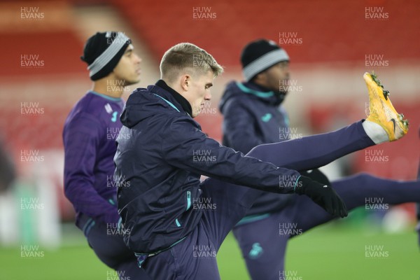 021220 - Middlesbrough v Swansea City - Sky Bet Championship - Swansea players warm up before the Sky Bet Championship game between Middlesbrough and Swansea City