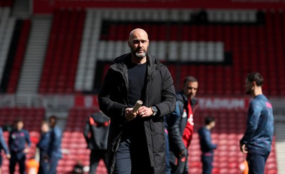 060424 - Middlesbrough v Swansea City - Sky Bet Championship - The Swansea City team arrive and check out the pitch Swansea City head coach Luke Williams