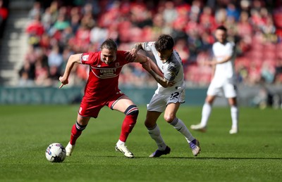 060424 - Middlesbrough v Swansea City - Sky Bet Championship - Luke Ayling of Middlesbrough and Jamie Paterson of Swansea City